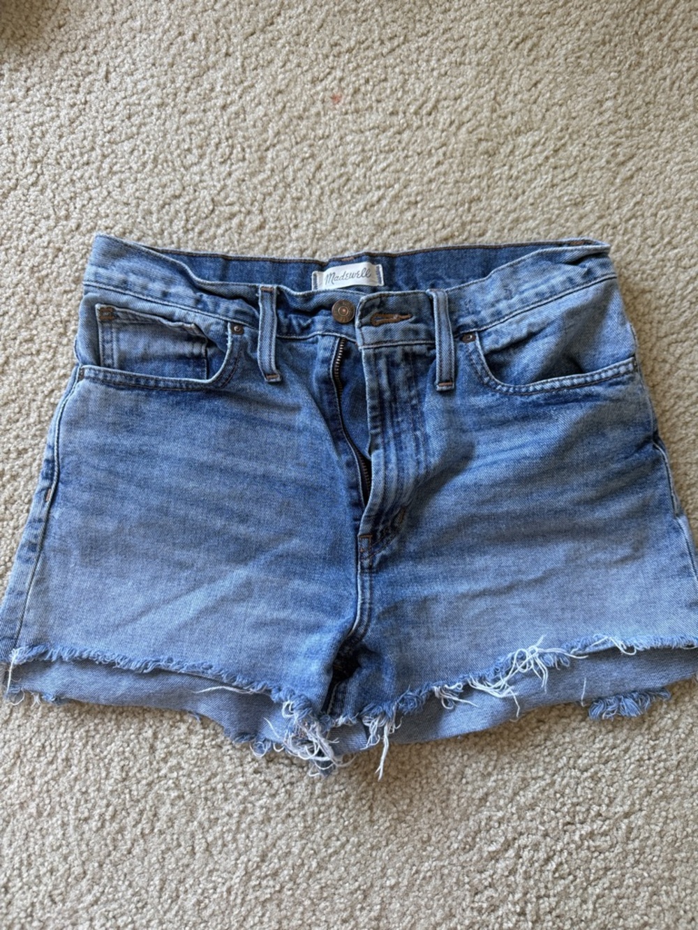 Madewell Light Blue Denim Cutoff Shorts with Frayed Hem